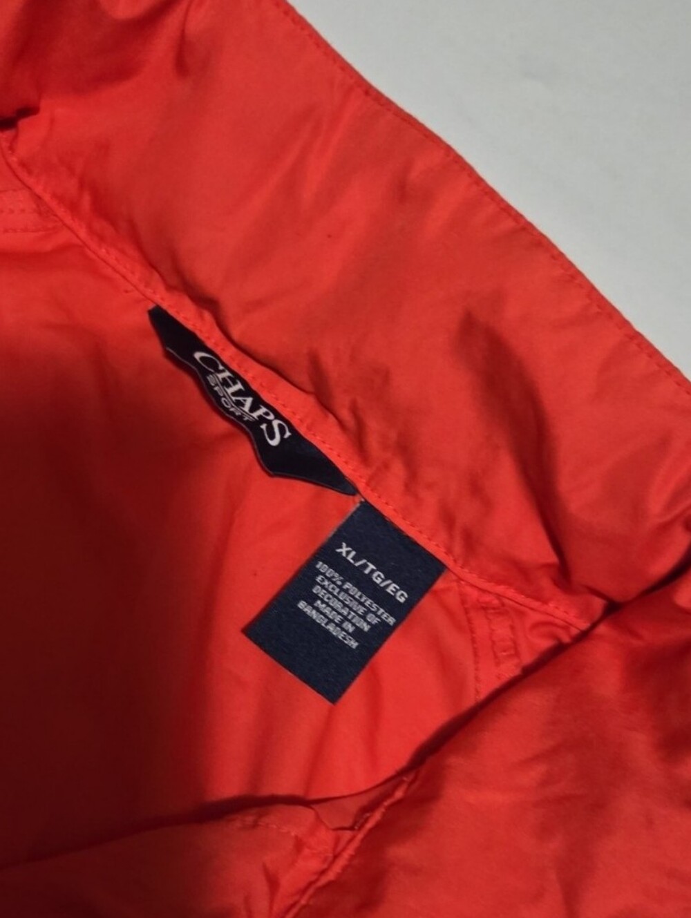 Chaps Men's XL red hooded zip up rain windbreaker jacket #35 - Picture 3 of 3